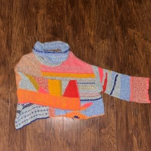 Fuzzy Colorful Turtleneck Sweater